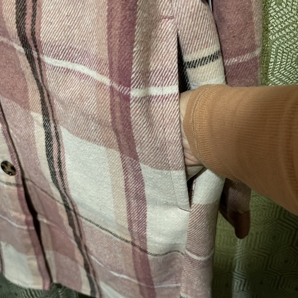 One 5 One flannel pink plaid jacket size medium NWT - Picture 4 of 11